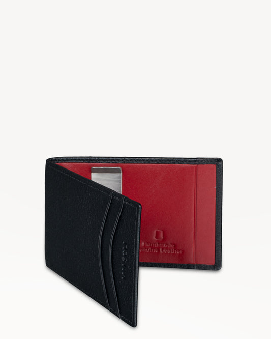 Dollaro RFID Protected Money Clip Wallet - Black/Red