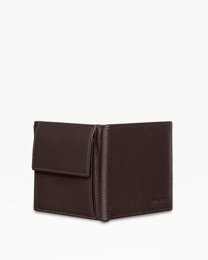 Dollaro RFID Protected Money Clip Wallet with Coin Pocket Brown