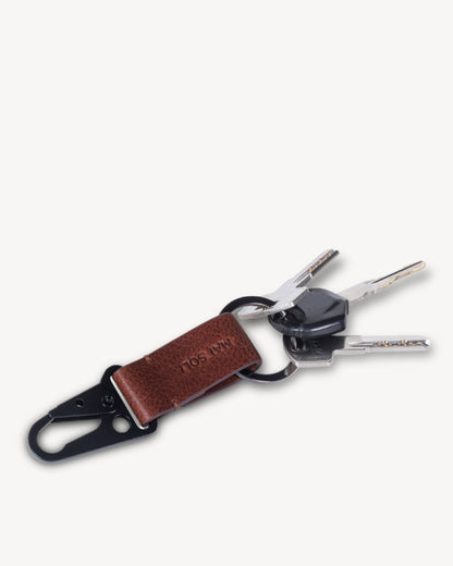 Wanderloop Leather Metal Key Ring - Brown