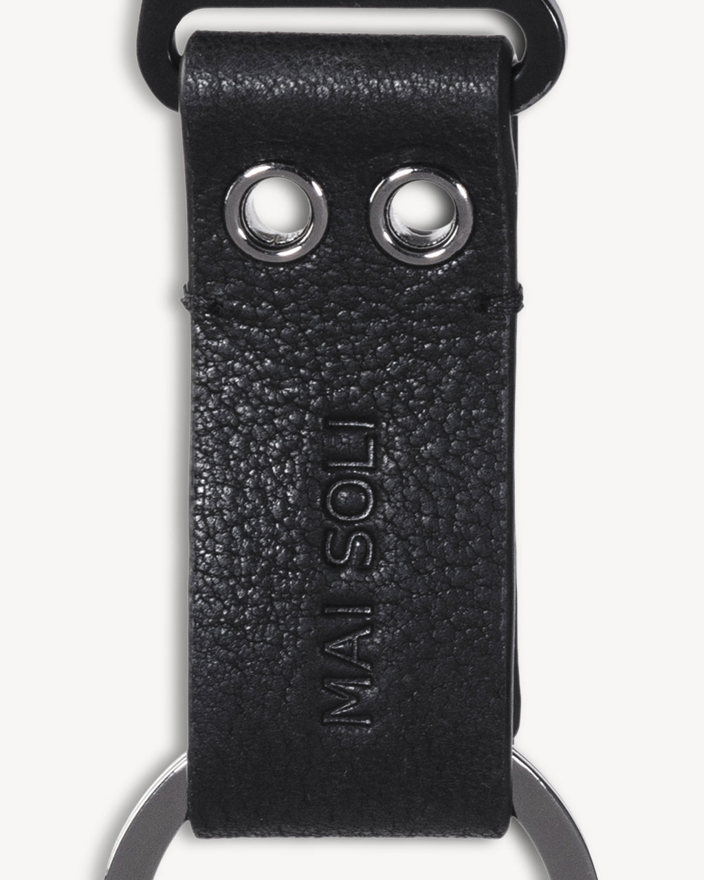 Rover Leather Metal Key Ring - Black