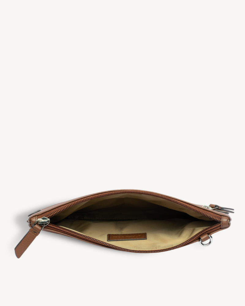 Virginia Large Slim Wristlet Pouch - Cognac Brown