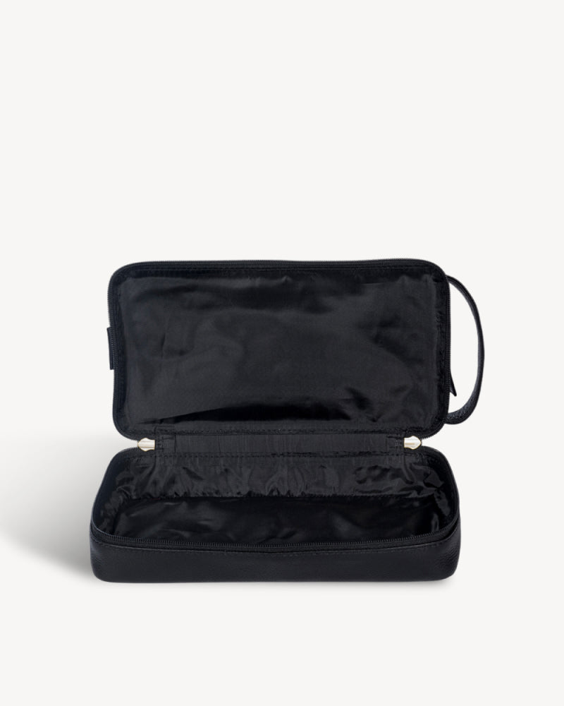 Waxed Canvas & Leather Toiletry Bag - Khaki / Black