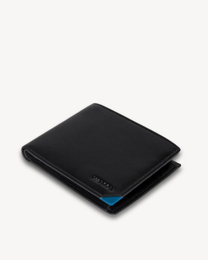 Elite RFID Protected Bifold Wallet with Coin Pocket - Black Blue