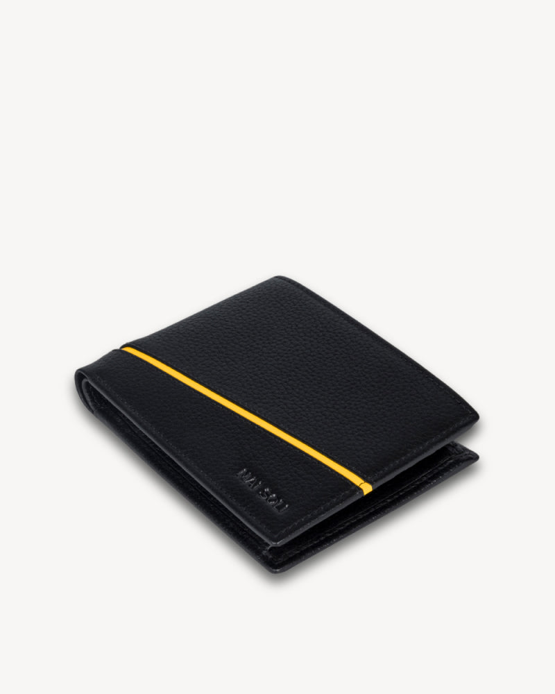 Astro RFID Protected Bifold Wallet with Coin Pocket - Black Yellow