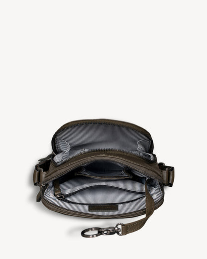 Commuter Slim Cross Body Bag - Olive Green / Black