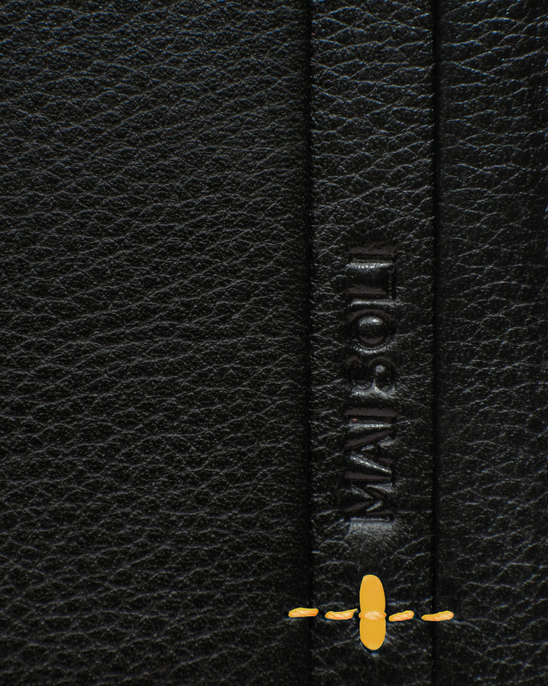 Neo Leather Two Fold wallet with Coin Pocket - Black / Yellow