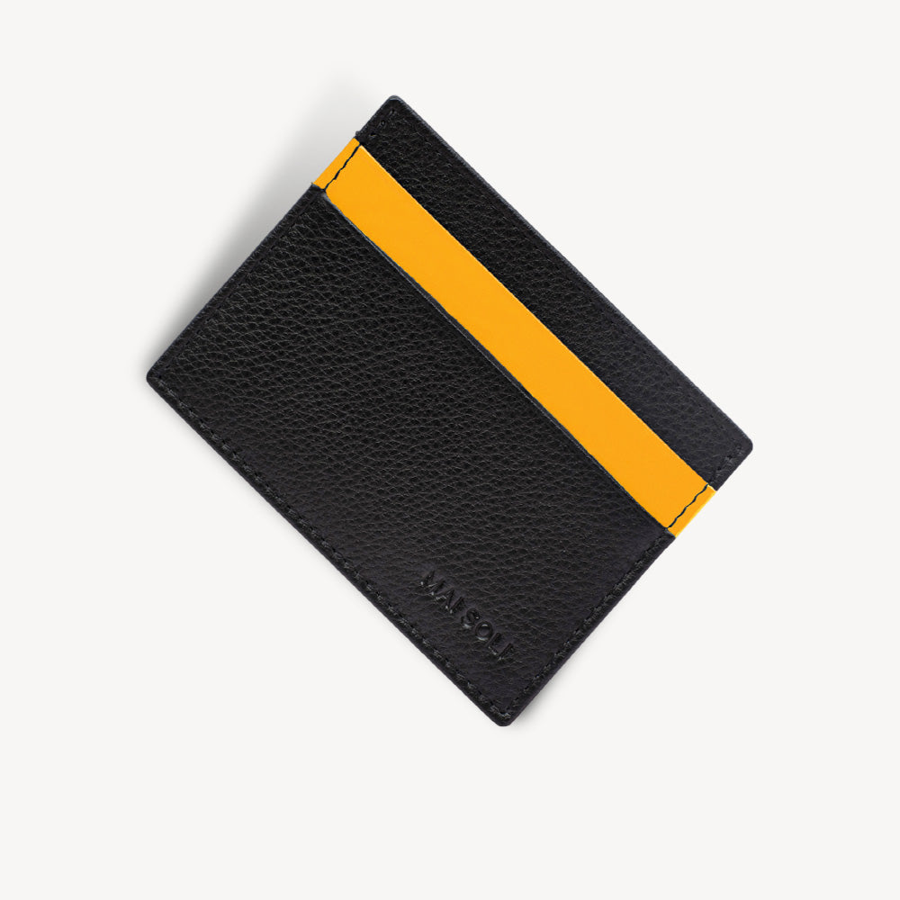 Neo Leather Card Holder -Black / Yellow