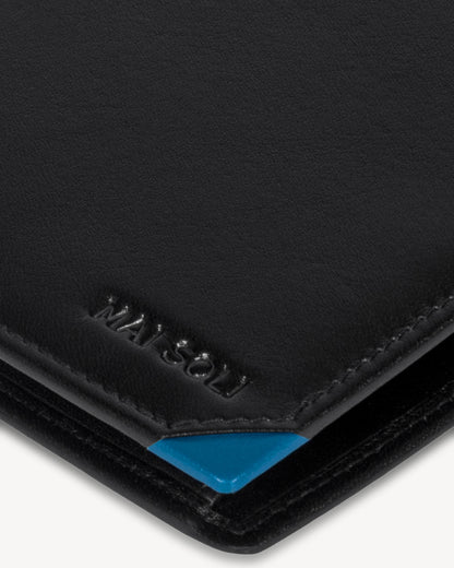 Elite RFID Protected Bifold Wallet with Coin Pocket - Black Blue