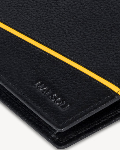 Astro RFID Protected Bifold Wallet with Coin Pocket - Black Yellow