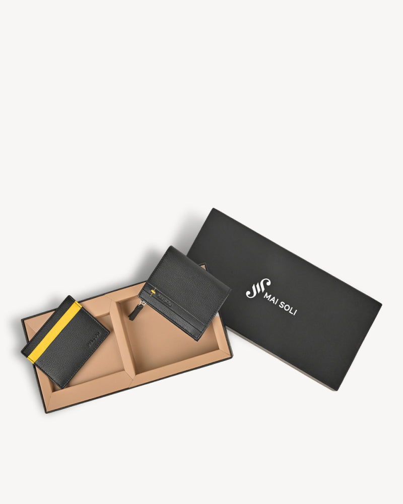 Neo Zip Wallet + Card Holder Gift Set - Black / Yellow