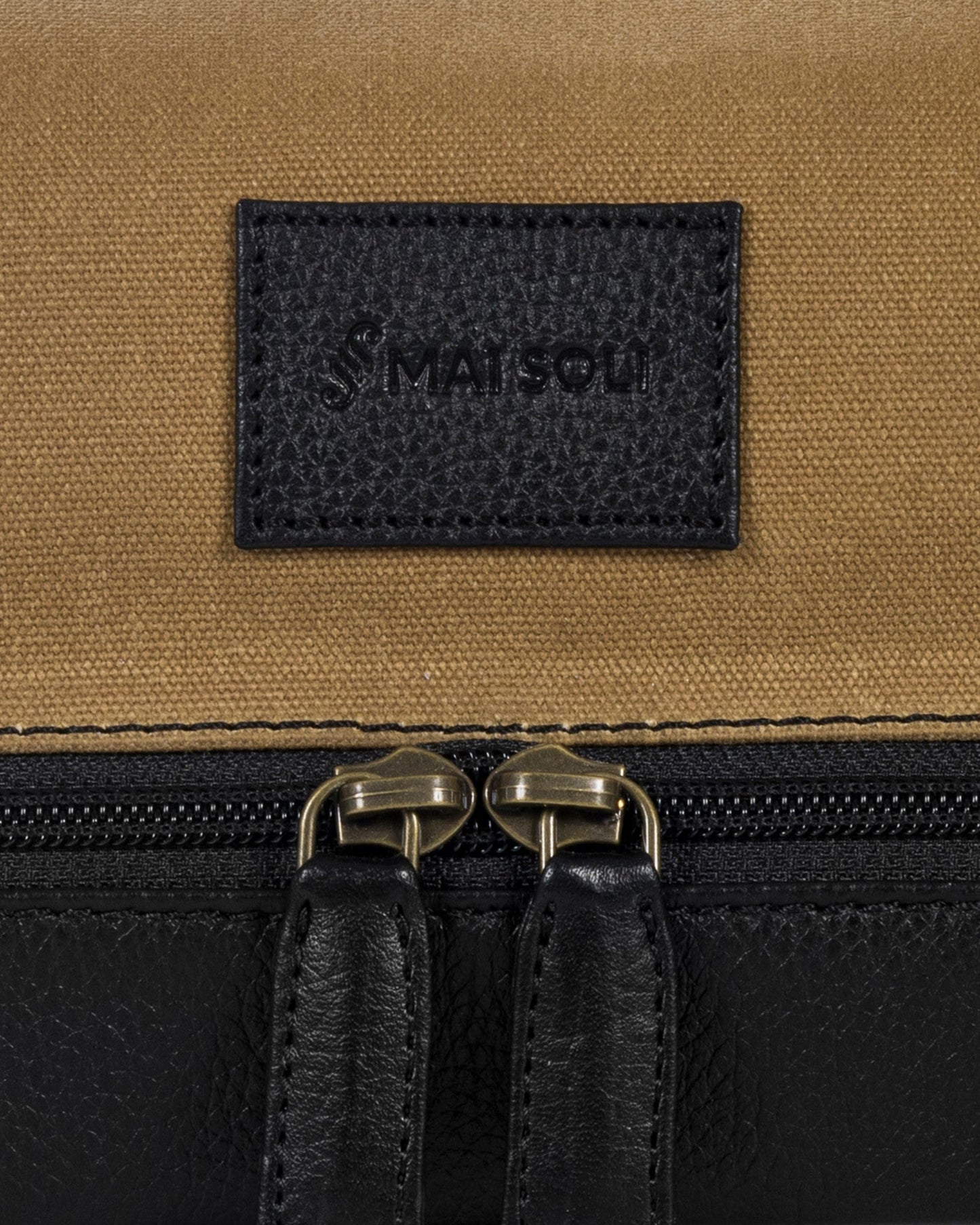Waxed Canvas & Leather Toiletry Bag - Khaki / Black
