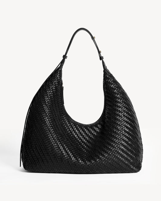 Dune Woven Hobo Bag - Black