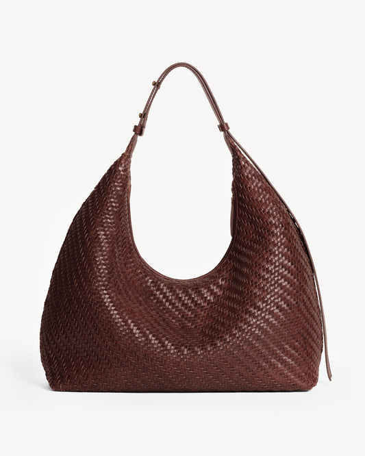 Dune Woven Hobo Bag - Chestnut Brown