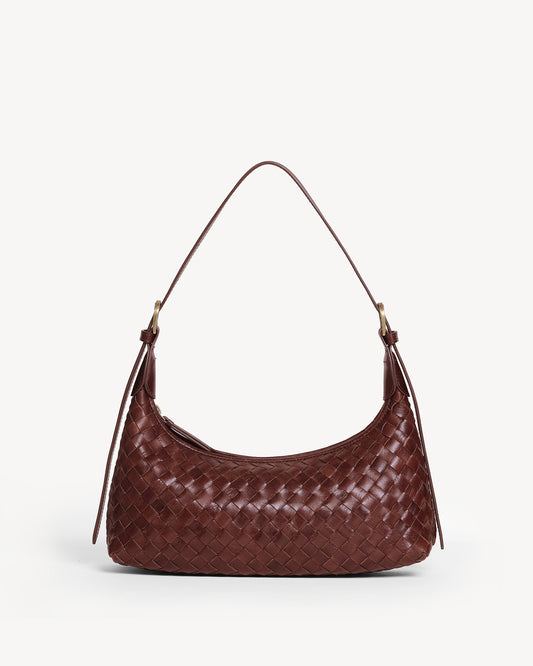 Meridian Woven Baguette Bag - Chestnut Brown