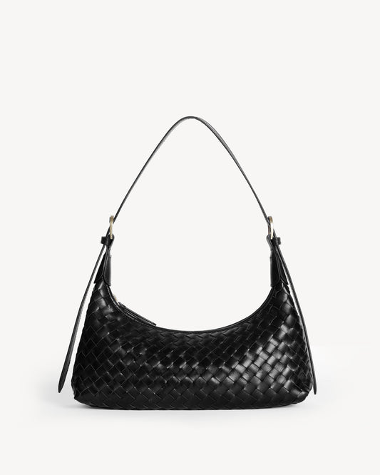 Meridian Woven Baguette Bag - Black
