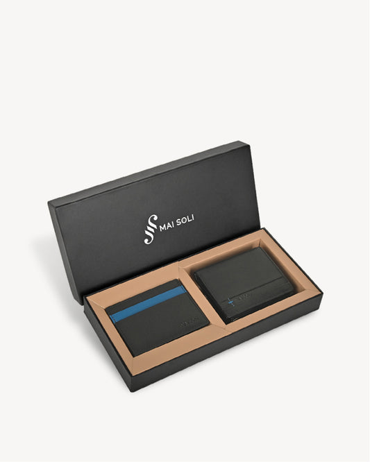 Neo Zip Wallet + Card Holder Gift Set - Black / Blue