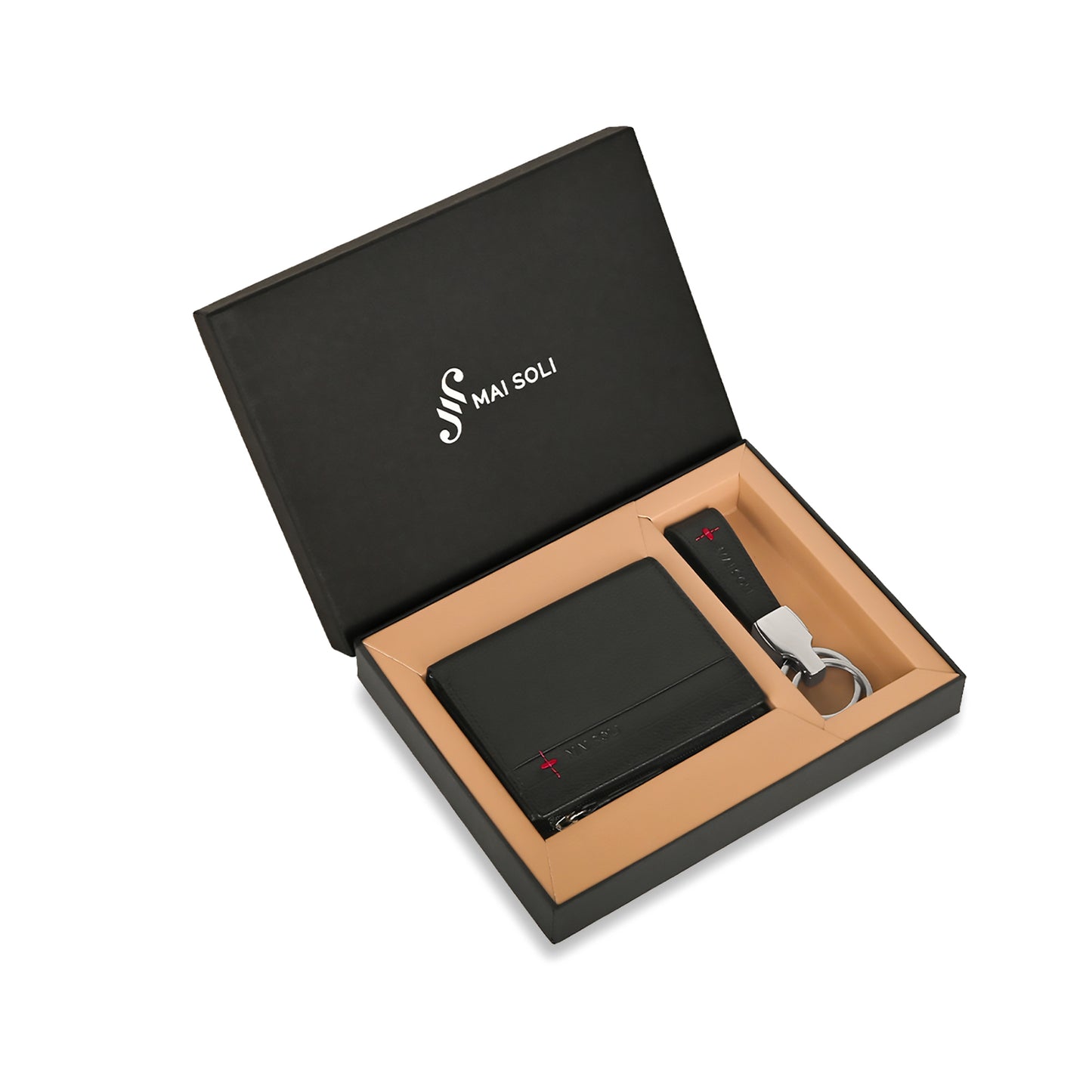 Neo Zip Wallet + Key Ring Gift Set - Black / Red