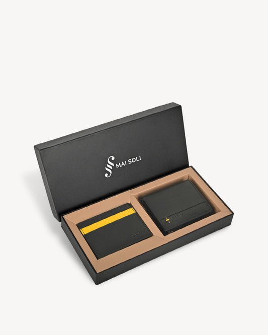 Neo Zip Wallet + Card Holder Gift Set - Black / Yellow