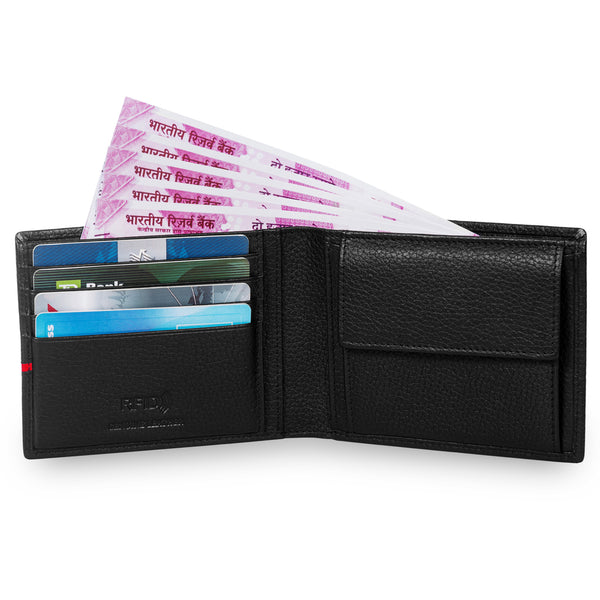 Astro RFID Protected Bifold Wallet with Coin Pocket - Black Red