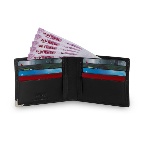 Elite RFID Protected Bifold Wallet - Black Beige