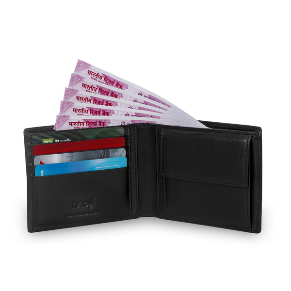 Maestro RFID Protected Bifold Wallet with Coin Pocket - Black Red
