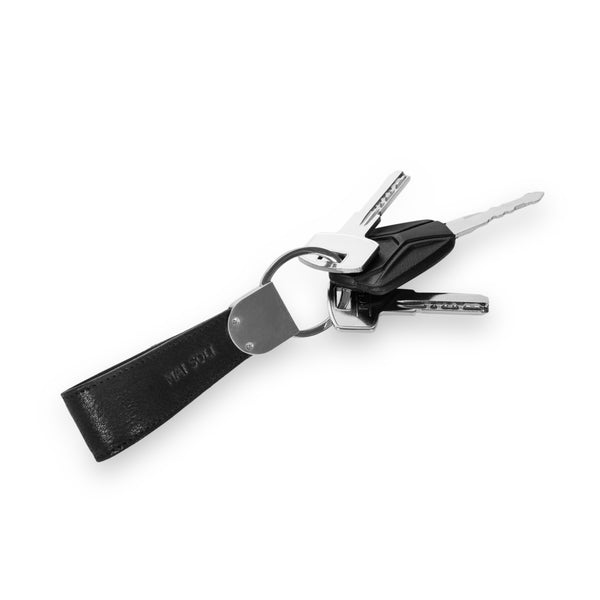 Glide Leather Metal Key Ring - Black Red
