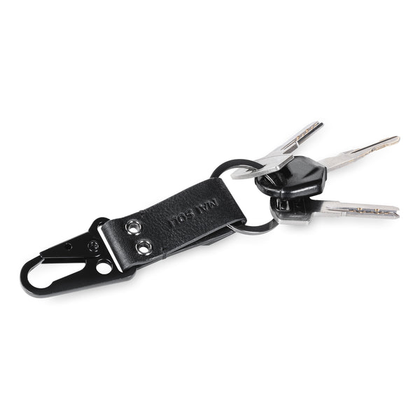 Rover Leather Metal Key Ring - Black