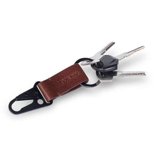 Wanderloop Leather Metal Key Ring - Brown