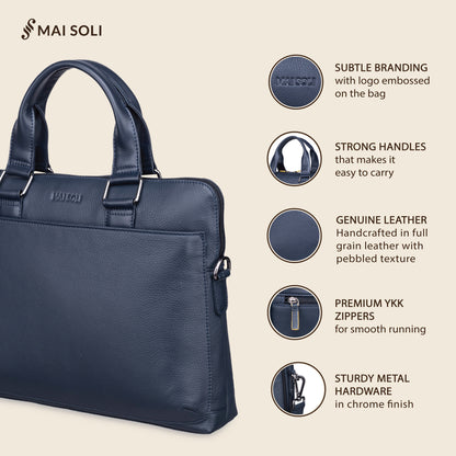 Cooper Slim Laptop Bag - Navy Blue