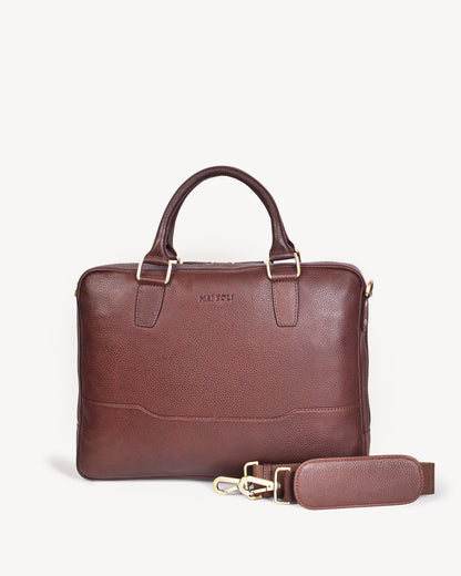 Wall Street Slim Laptop Bag- Cinnamon Brown