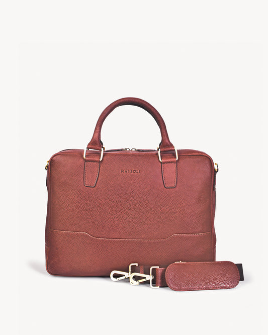 Wall Street Slim Laptop Bag- Cognac Brown