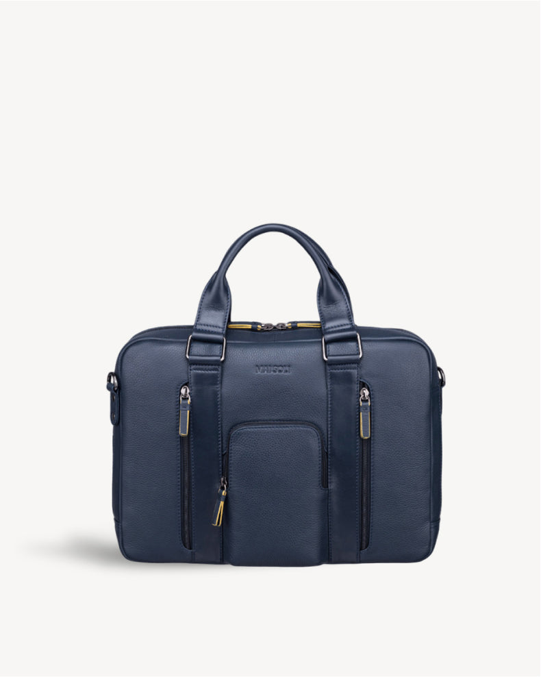 Chester Double Zip Laptop Bag - 	Navy Blue