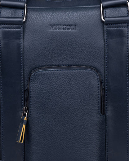 Chester Double Zip Laptop Bag - 	Navy Blue