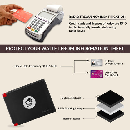 Maestro RFID Protected Bifold Wallet - Black Red