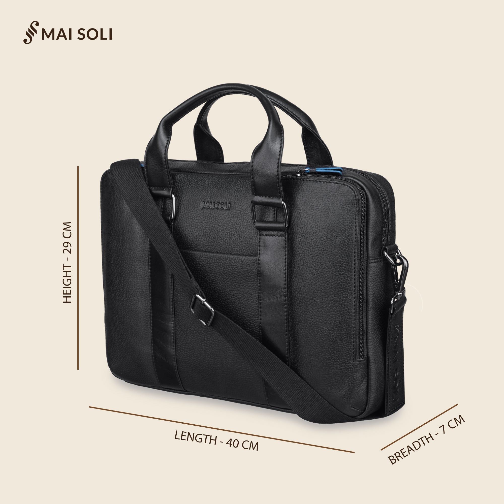 Carter Multipocket Laptop Bag Black Mai Soli