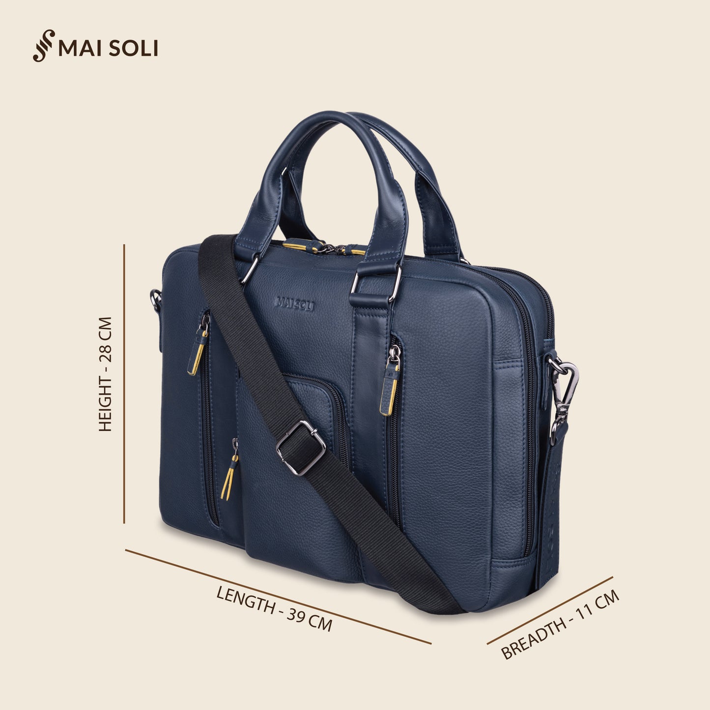 Chester Double Zip Laptop Bag - 	Navy Blue