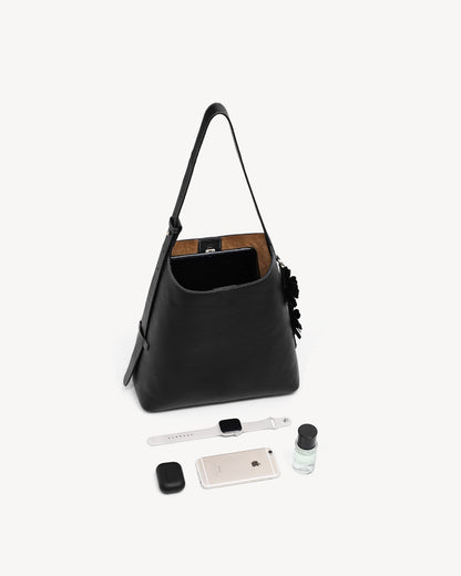 Daphne Bucket Tote Bag - Black