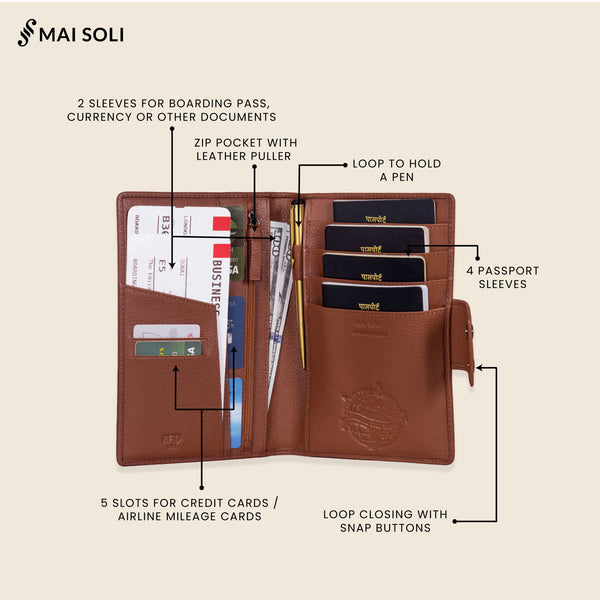 Safari Large Travel Wallet - Cognac Brown