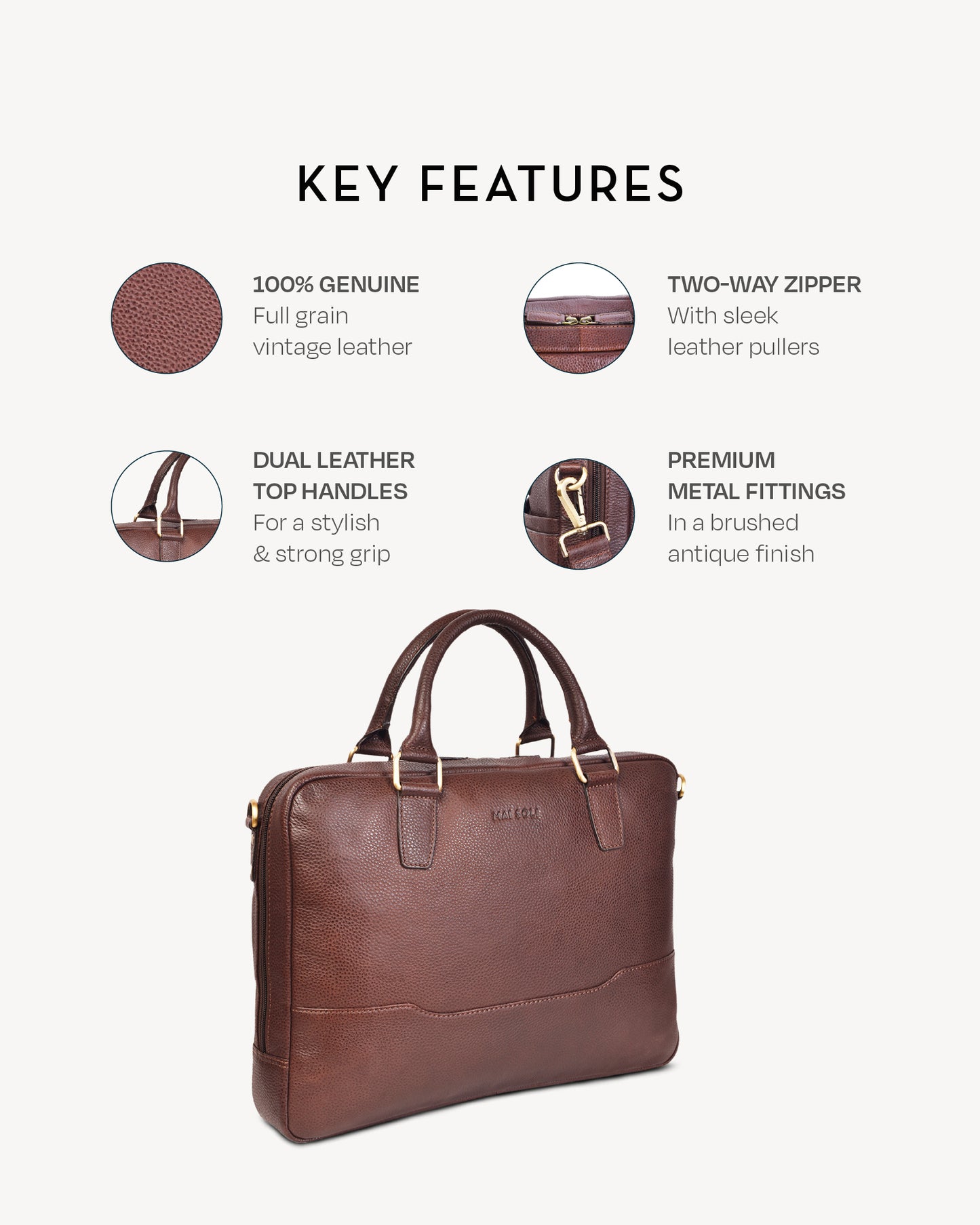 Wall Street Slim Laptop Bag- Cinnamon Brown