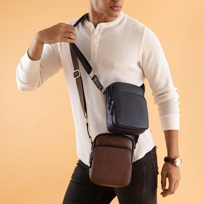 Hiker Crossbody Bag - Cognac Brown