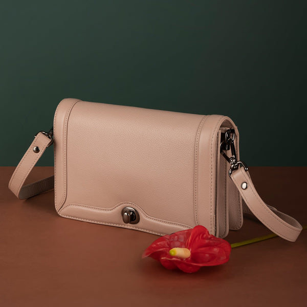 Bowie Leather Crossbody Bag - Nude Pink
