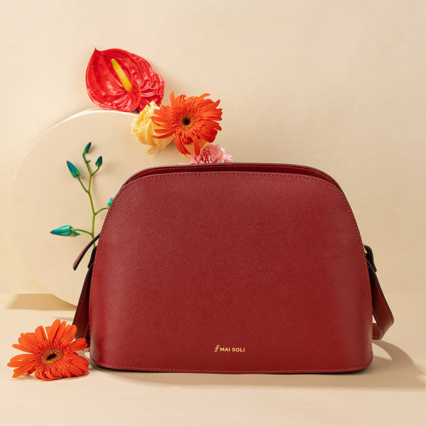 Betsy Leather Sling Bag - Berry