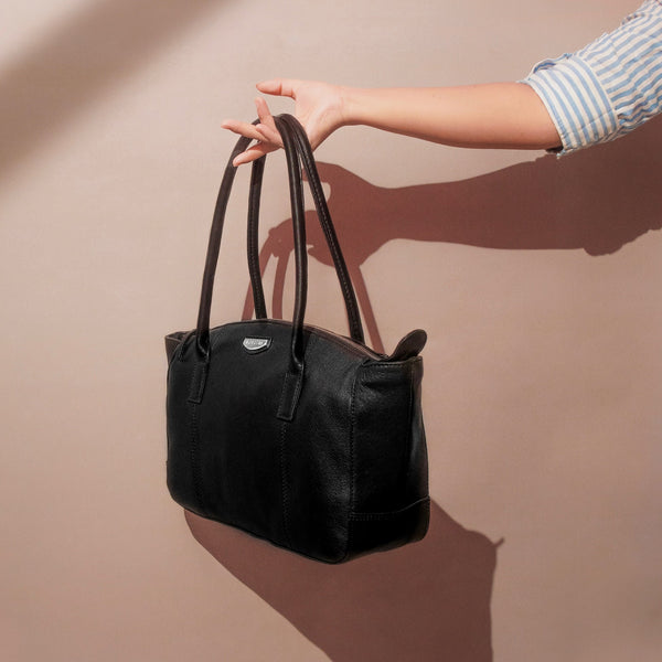 Roma Soft Shoulder Bag - Black