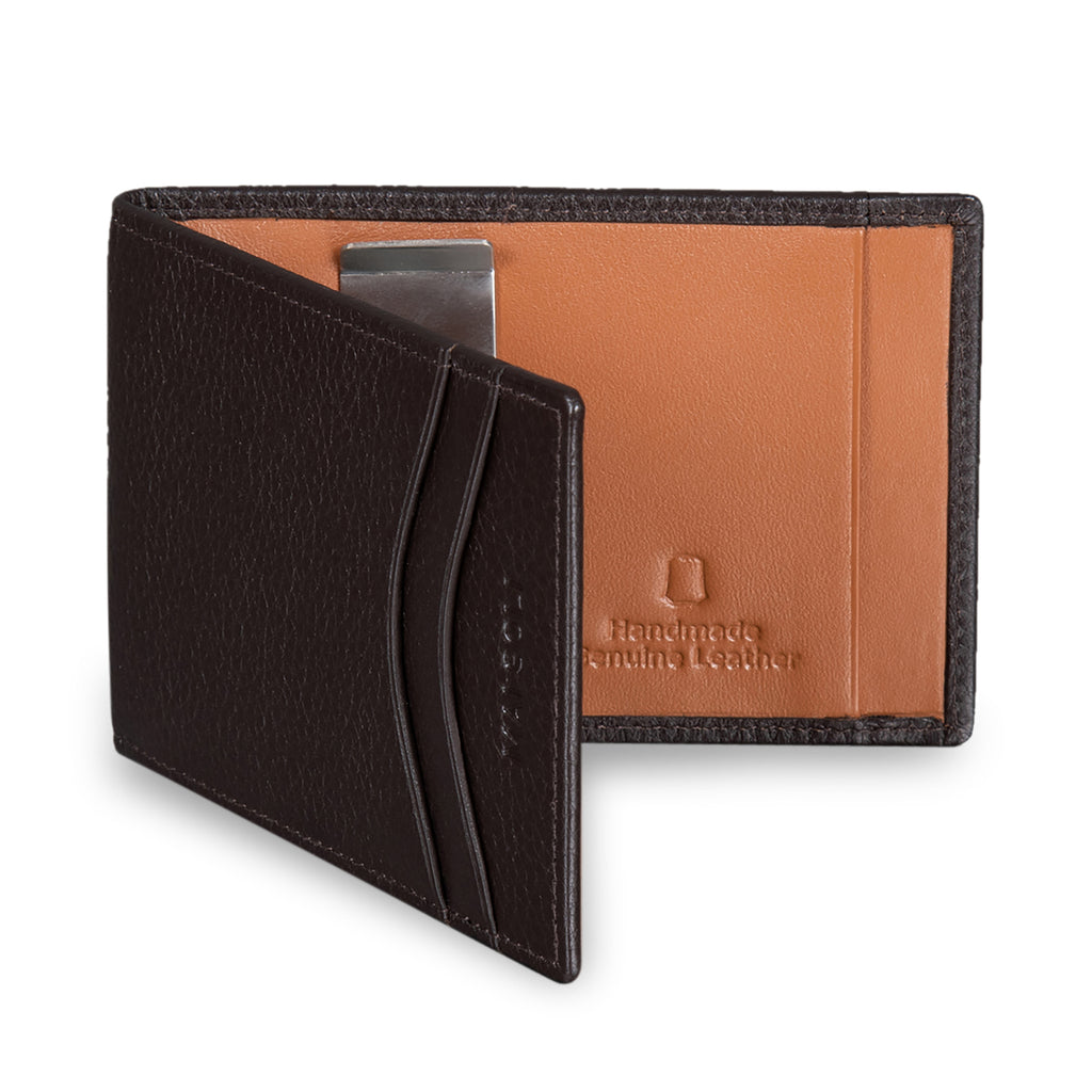 Dollaro RFID Protected Money Clip Wallet - Brown / Tan