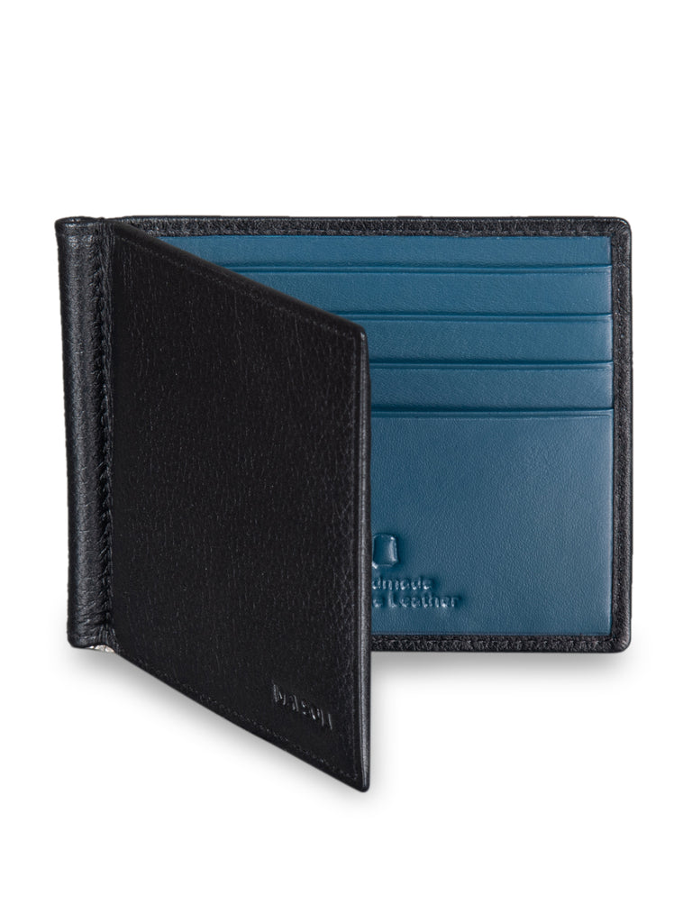 Dollaro RFID Protected Money Clip Wallet And Card Holder - Black / Petrol Blue