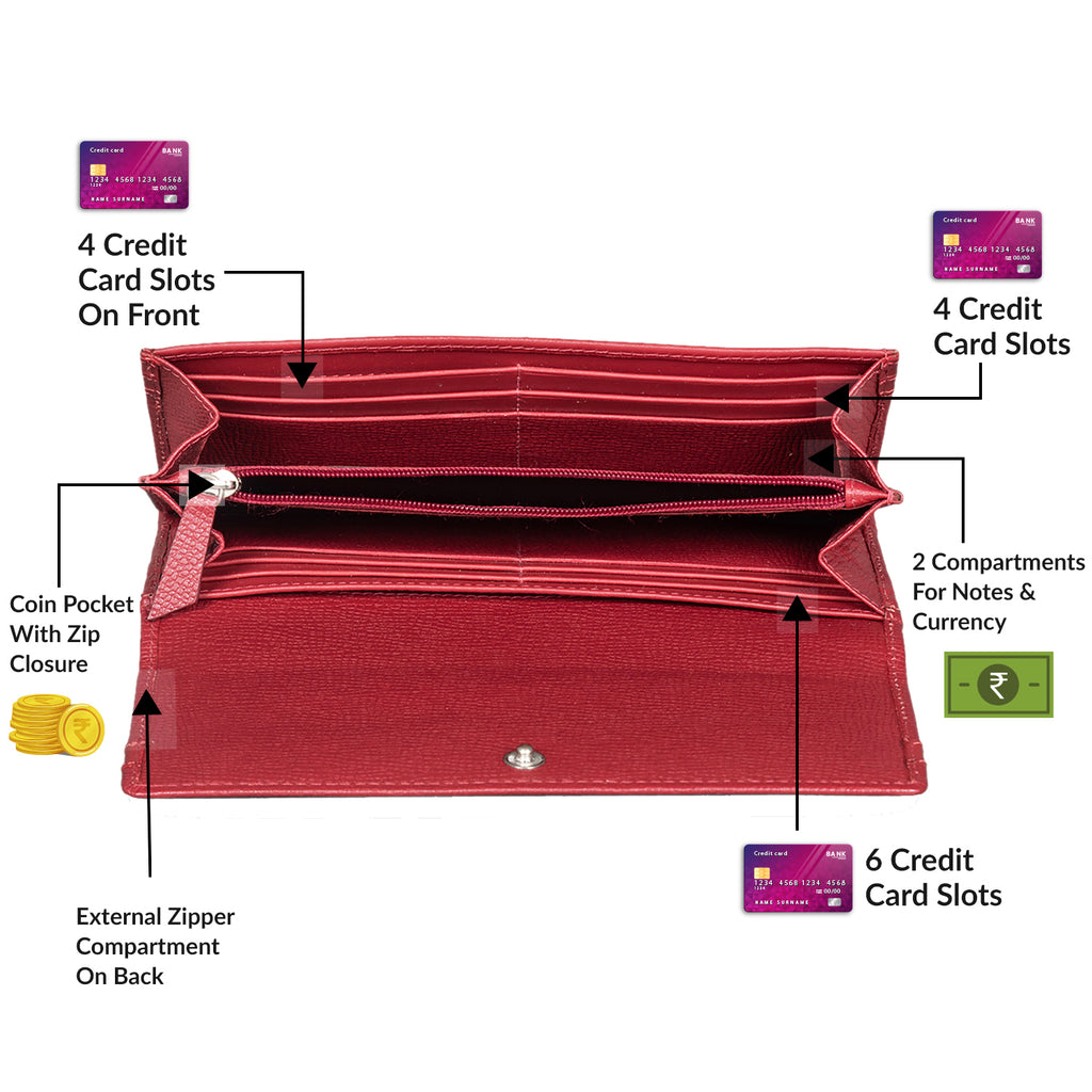 Coco Long Flap Wallet - Berry Red – Mai Soli