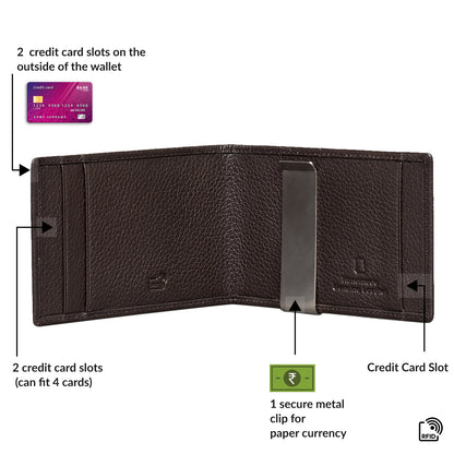 Dollaro RFID Protected Money Clip Wallet - Brown