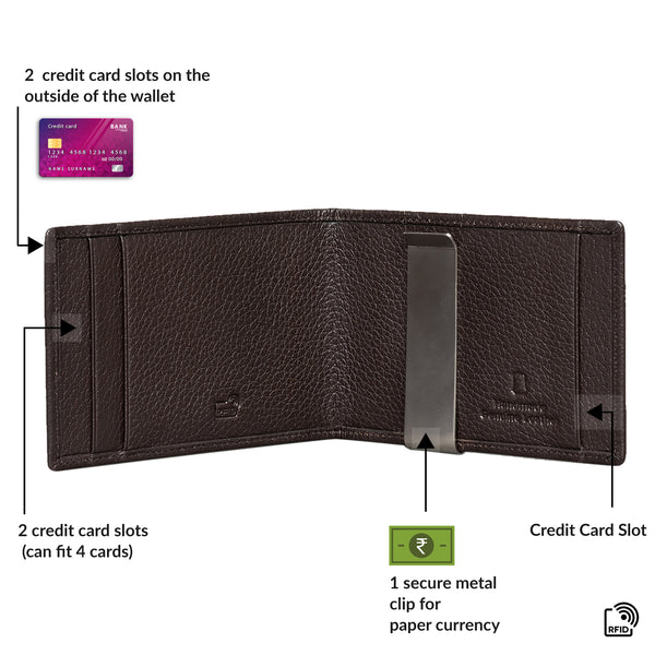 Dollaro RFID Protected Money Clip Wallet - Brown