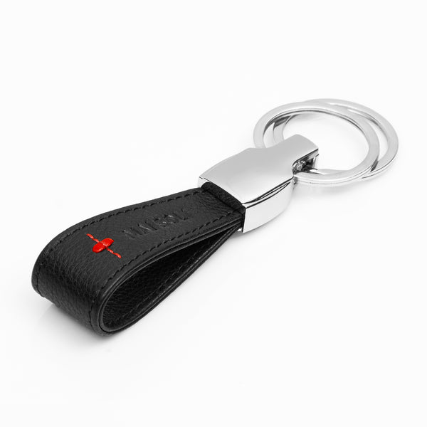 Neo Leather Key Ring -Black / Red