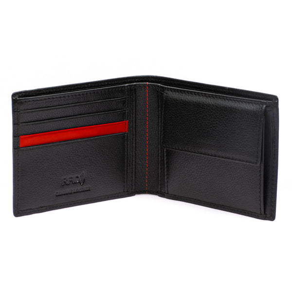 Neo Leather Two Fold wallet with Coin Pocket - Black / Red